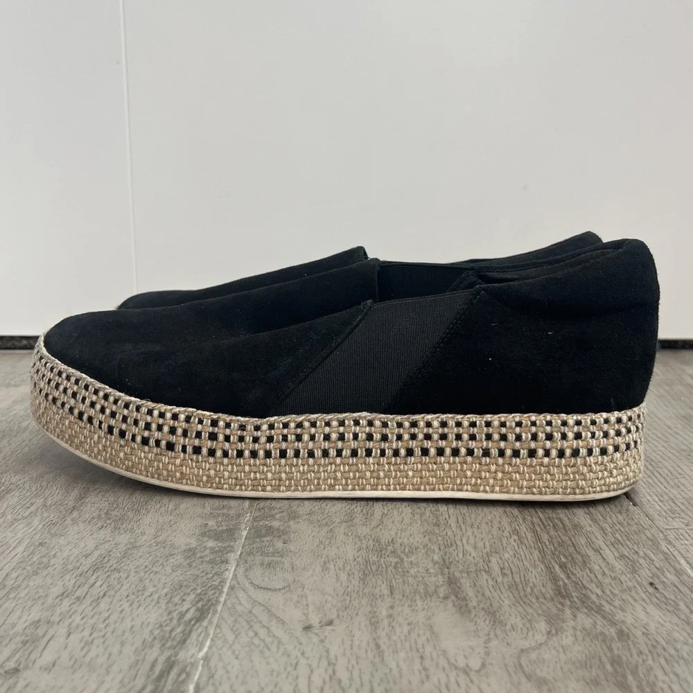 Vince Women's Suede Platform Espadrille Slip On Casual Shoes Black‎ Woven Size 9
